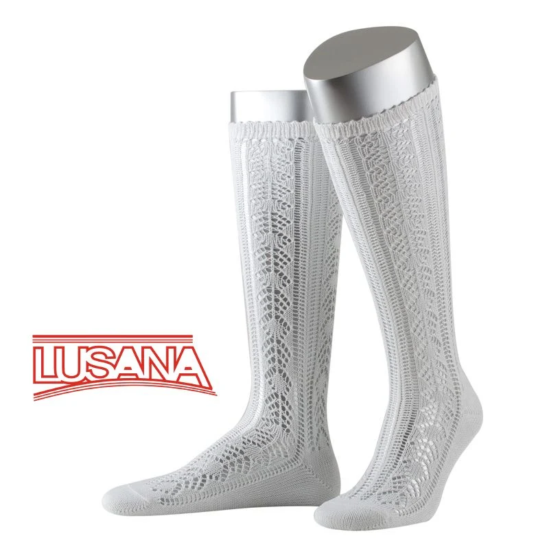 Women's Braided Openwork Traditional Knee Sock "white"