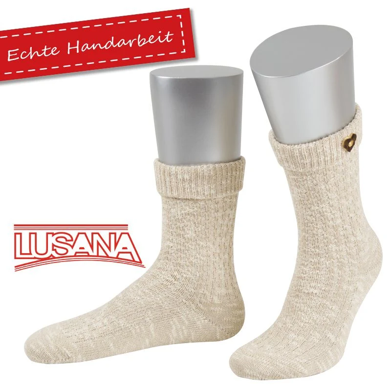 Women's Traditional sock with heart button "beige"