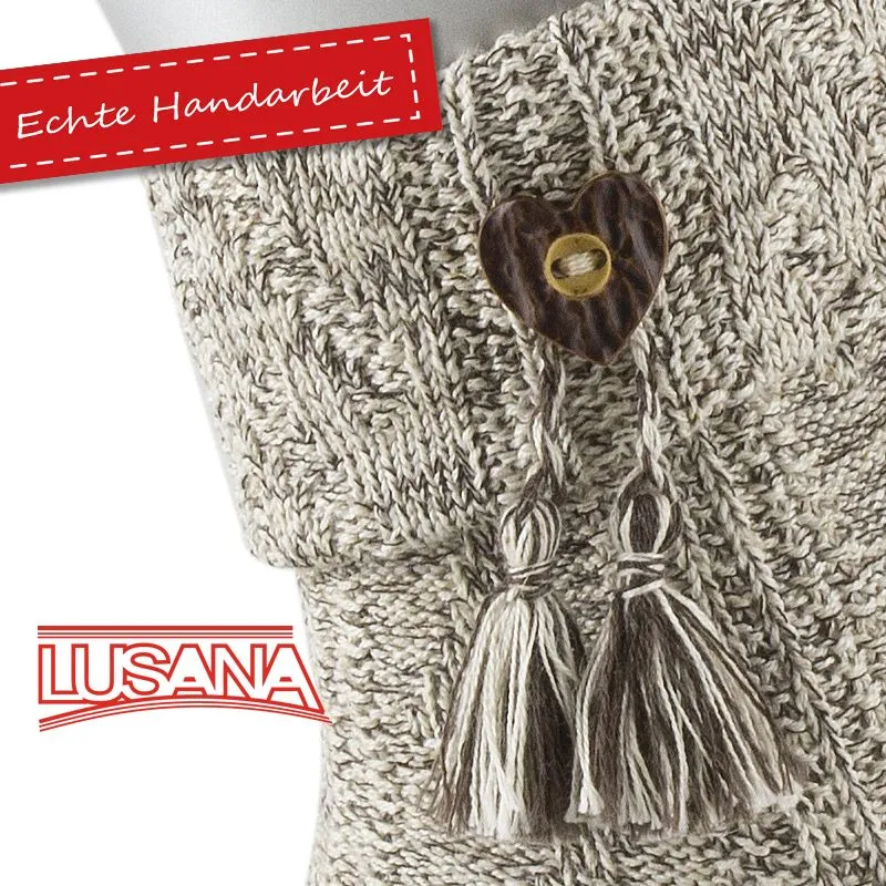Women's Turn-up sock with heart button and 2 tassels "melange"
