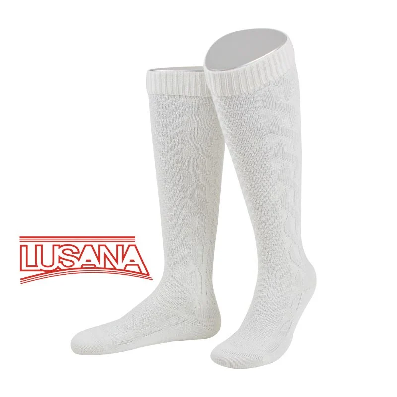 Women's Braided Traditional Knee Sock "white"