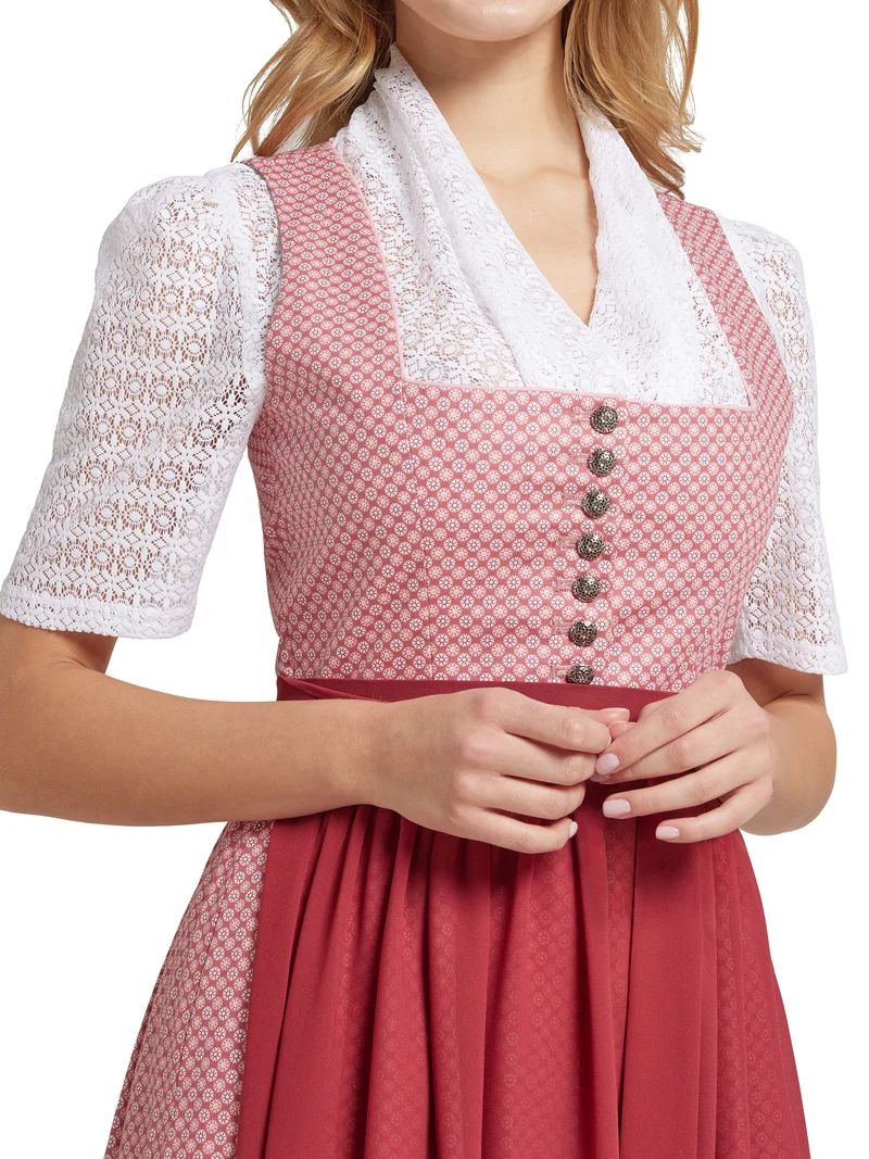 Spitzen-Dirndlbluse mit Schalkragen