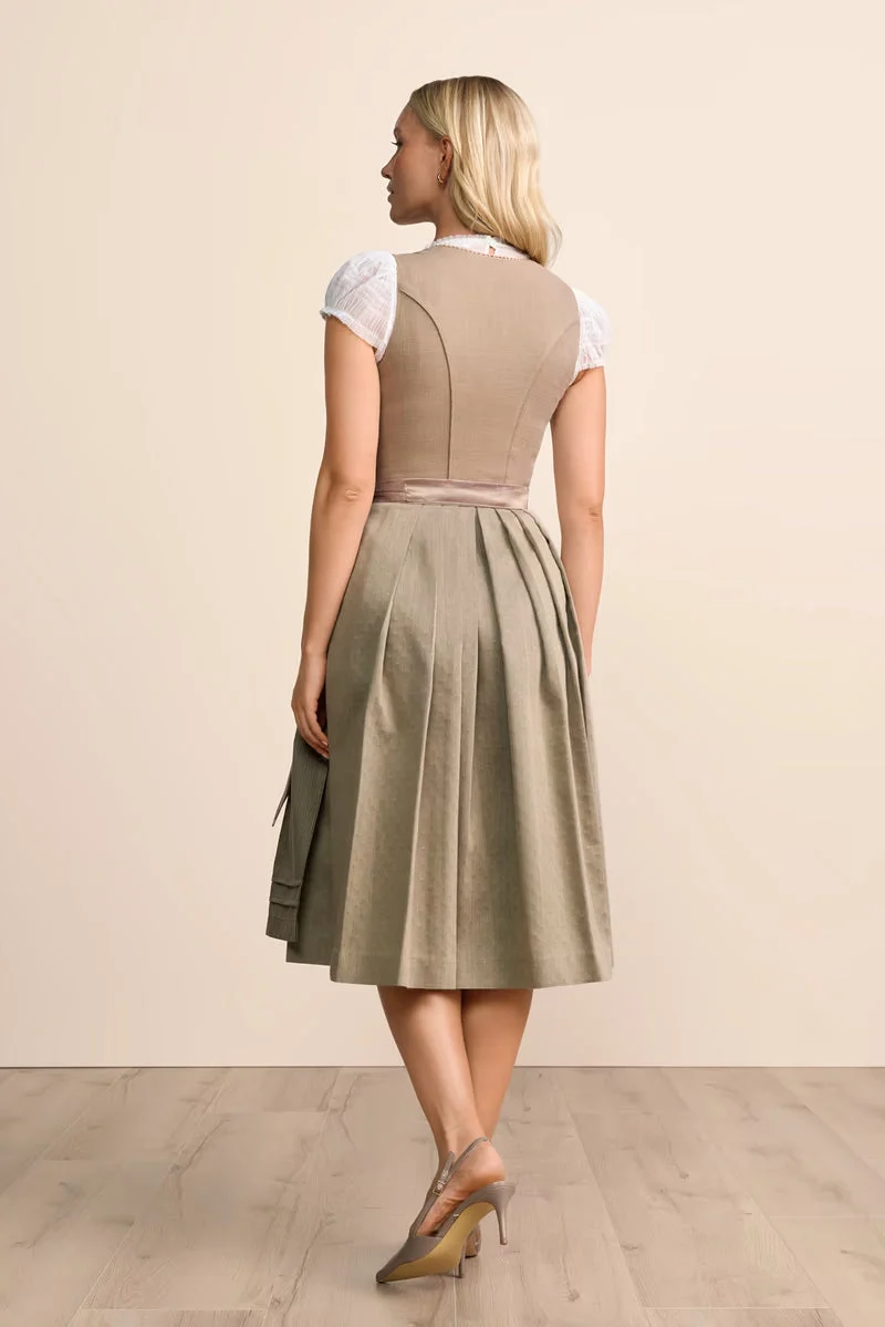 Kruger Thaline Long Dirndl, Beige — 70cm 2pc Set
