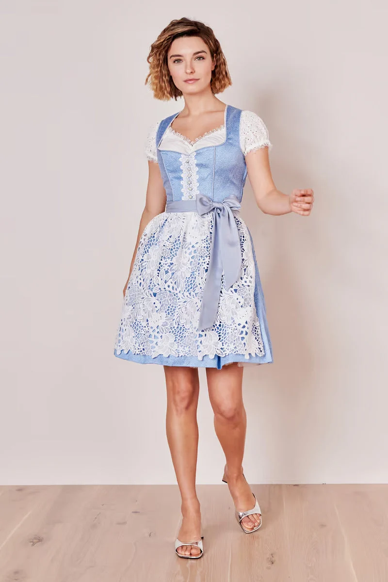 Kruger Midi Dirndl 2pcs. 50cm "Shania" blue (size 30)