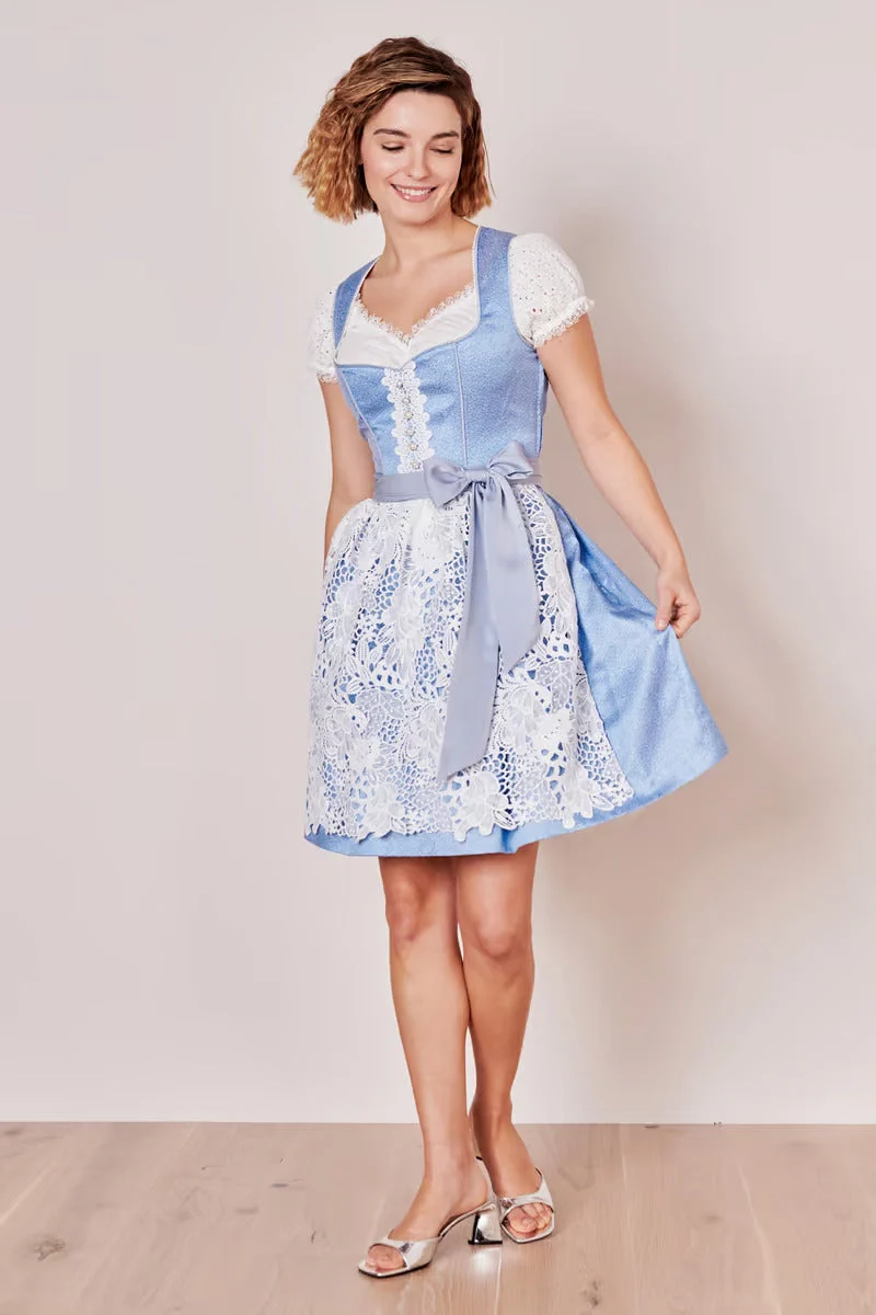 Kruger Midi Dirndl 2pcs. 50cm "Shania" blue (size 30)