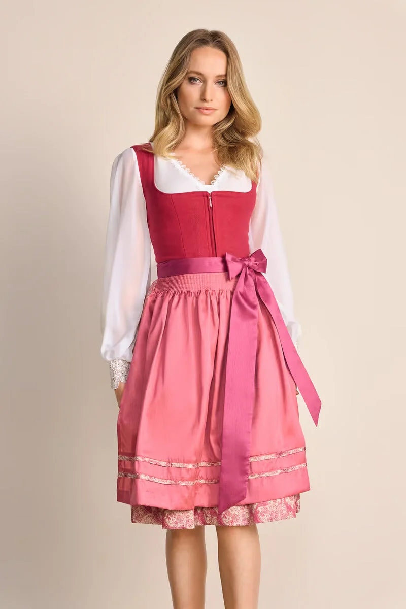 Kruger Midi Dirndl 2pcs. 60cm "Flaminia" red