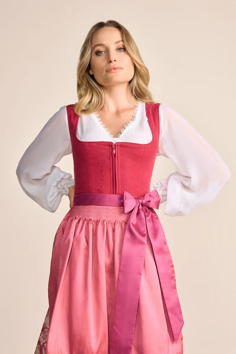 Kruger Midi Dirndl 2pcs. 60cm "Flaminia" red