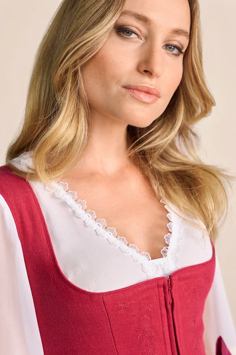 Kruger Midi Dirndl 2pcs. 60cm "Flaminia" red