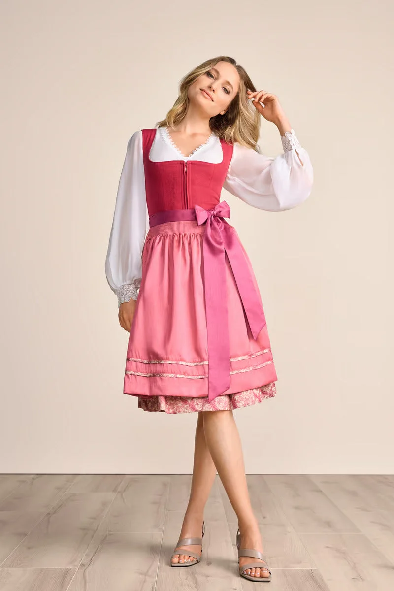 Kruger Midi Dirndl 2pcs. 60cm "Flaminia" red