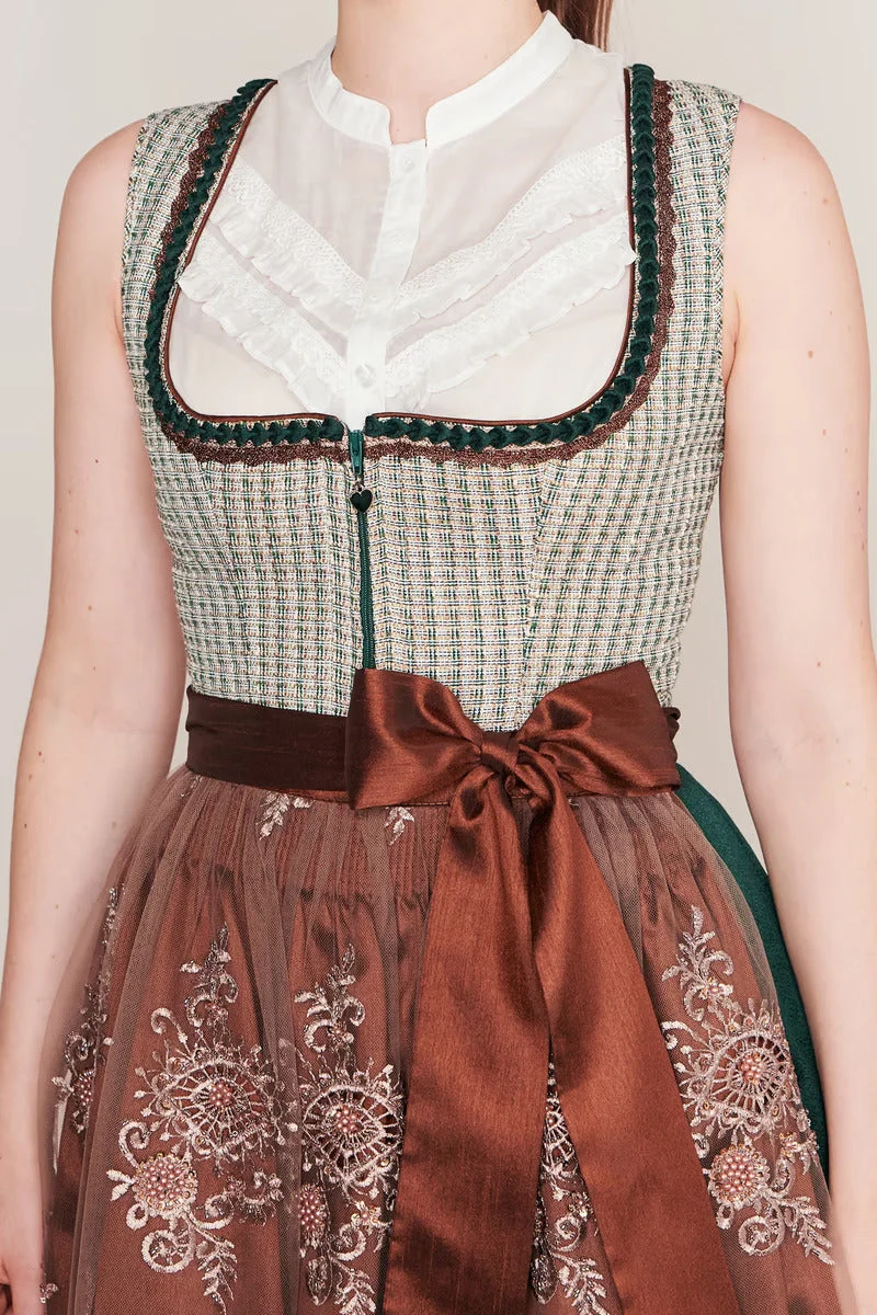 Kruger Midi Dirndl 2pcs. 60 cm "ASTERIA" green (44)