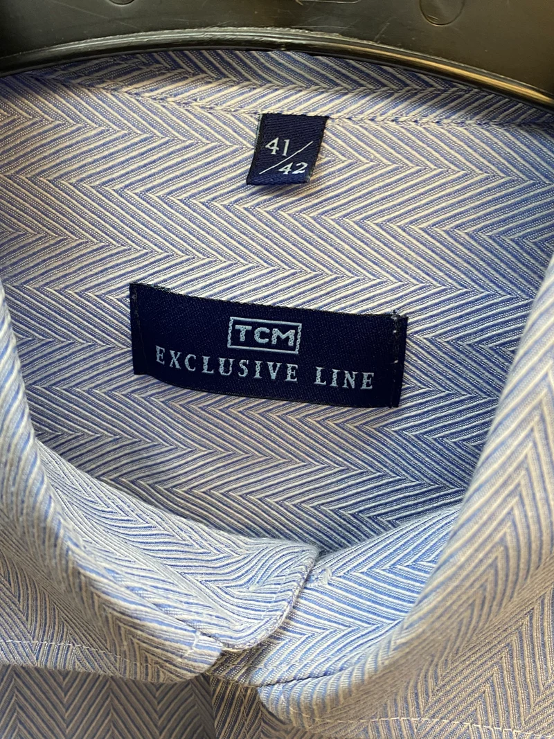 Vintage Hemd Herren Gr. 41/42 – Hellblau Fischgrät
