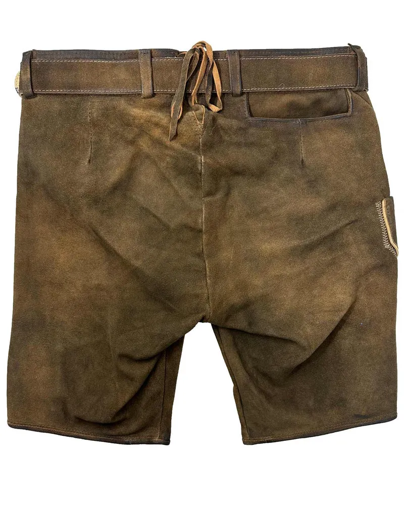 MADDOX Kurze Lederhose "Rolli" mit Gürtel | Antik Nuss