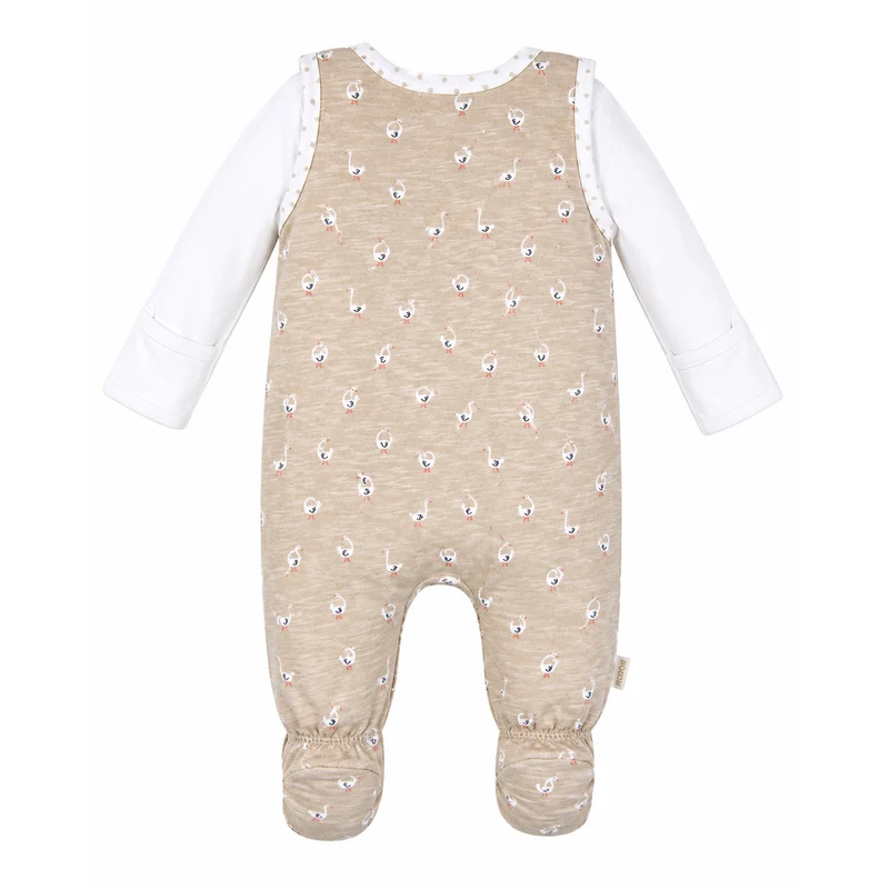 BONDI Baby Strampler "Gänschen" 93959 | gans allover Beige - Babystrampelanzug