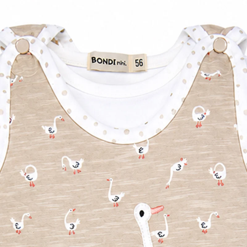 BONDI Baby Strampler "Gänschen" 93959 | gans allover Beige - Babystrampelanzug