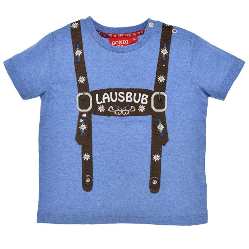 BONDI Jungen T-Shirt Hosenträger "Lausbub" 91833 | Blue melange