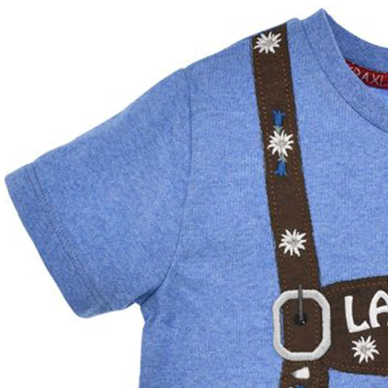BONDI Jungen T-Shirt Hosenträger "Lausbub" 91833 | Blue melange