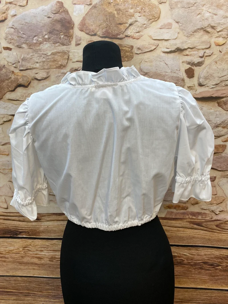 Vintage Dirndlbluse weiß - Rüschen, Gr. 42