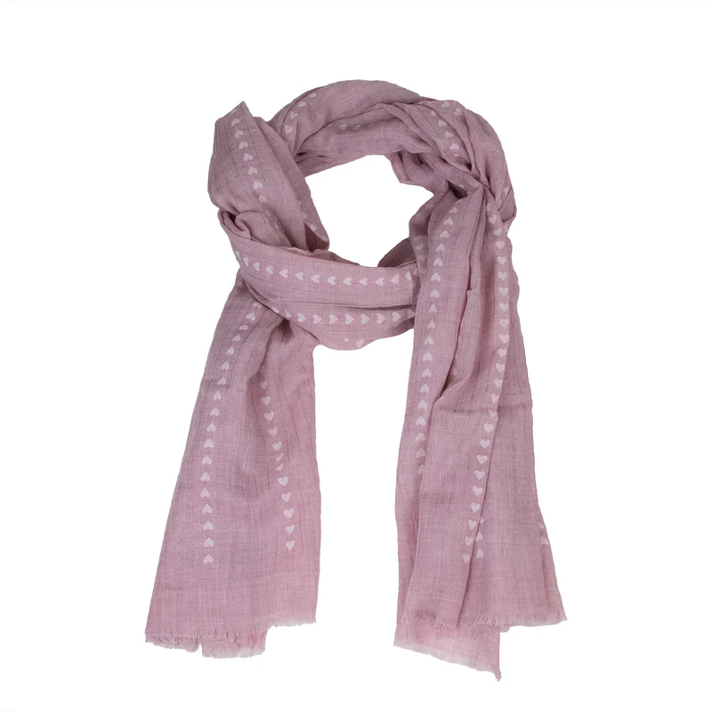 Halstuch Schal Unifarben mit Herzen und Glitzer Streifen 185 x 70 cm | Rosa