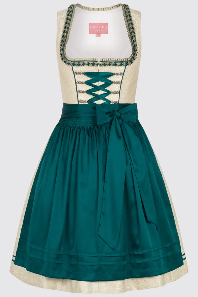 Kruger Midi Dirndl 2pcs. 60cm "Pistacchio" ecru/green