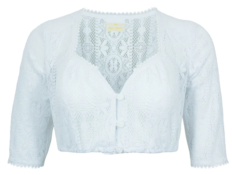 Pierre Marcel Damen Halbarm Spitzen Dirndlbluse Josy mit Herzausschnitt - Weiß