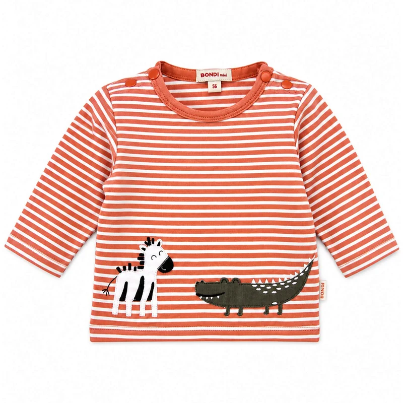 BONDI Baby Langarmshirt "Safari" 93966 | stripe terra white