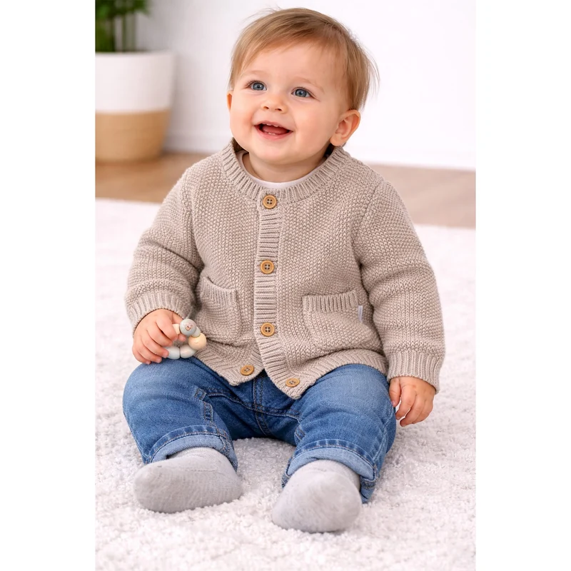 BONDI Baby Jungen Trachten Strickjacke 93985 | Cappuccino