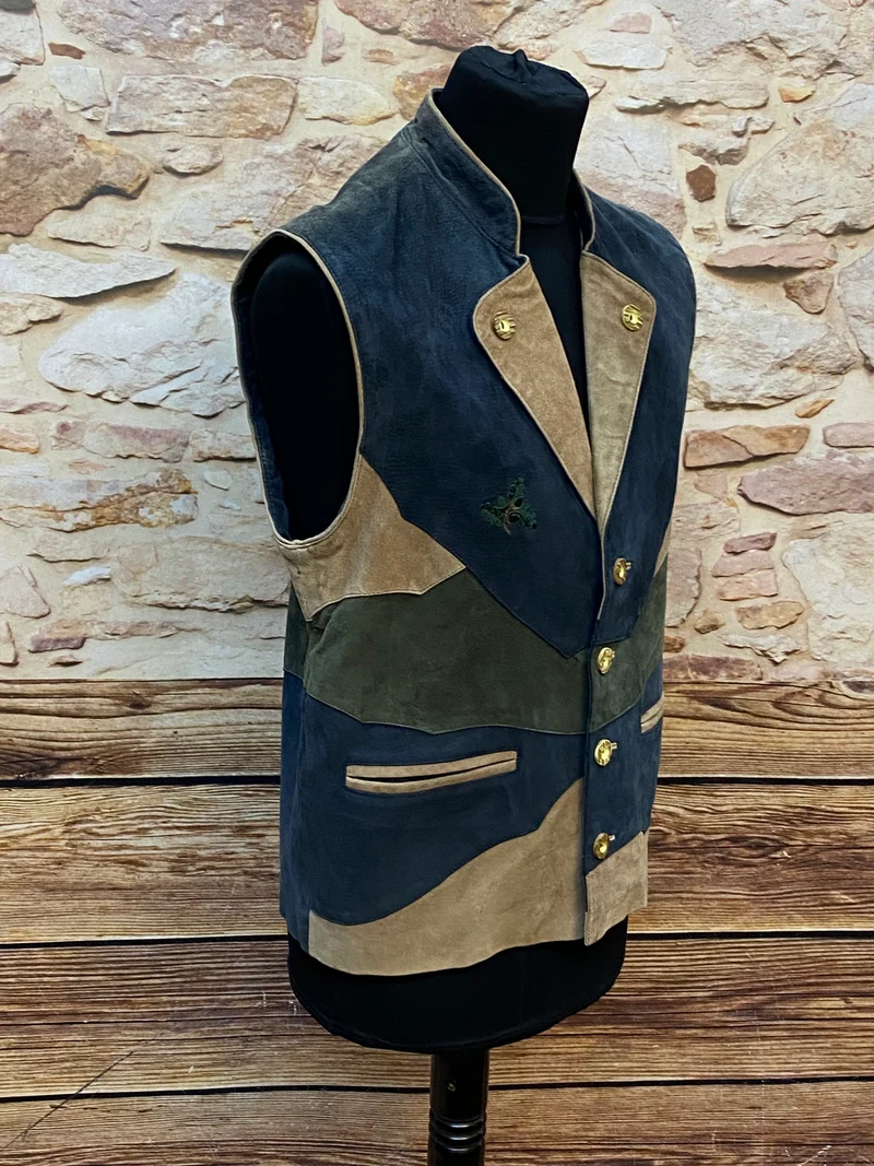 Vintage Leder Trachtenweste Herren Gr. 48