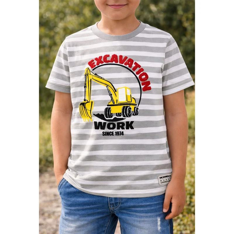 BONDI Jungen T-Shirt "Bagger" 33181 | Stone striped