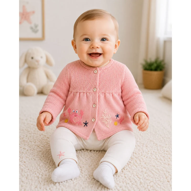 BONDI Baby Mädchen Strickjacke "Marine Life" 86693 | Candy Rosa
