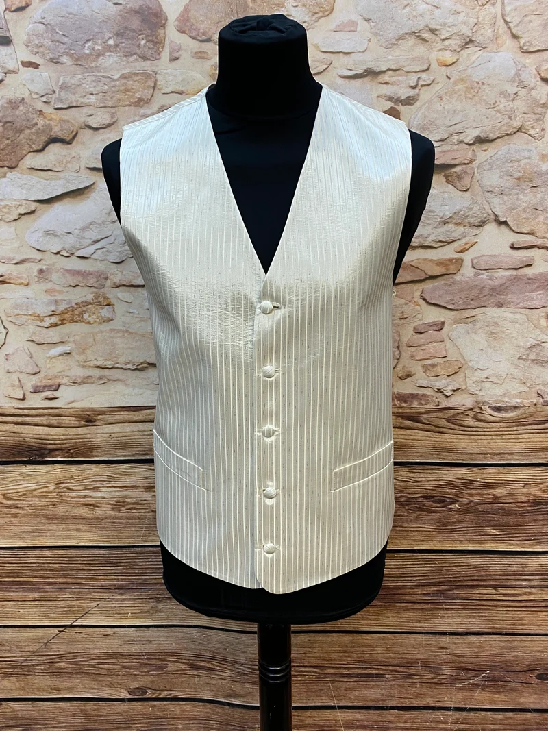 Weste - Herren - creme - gestreift - Größe 102