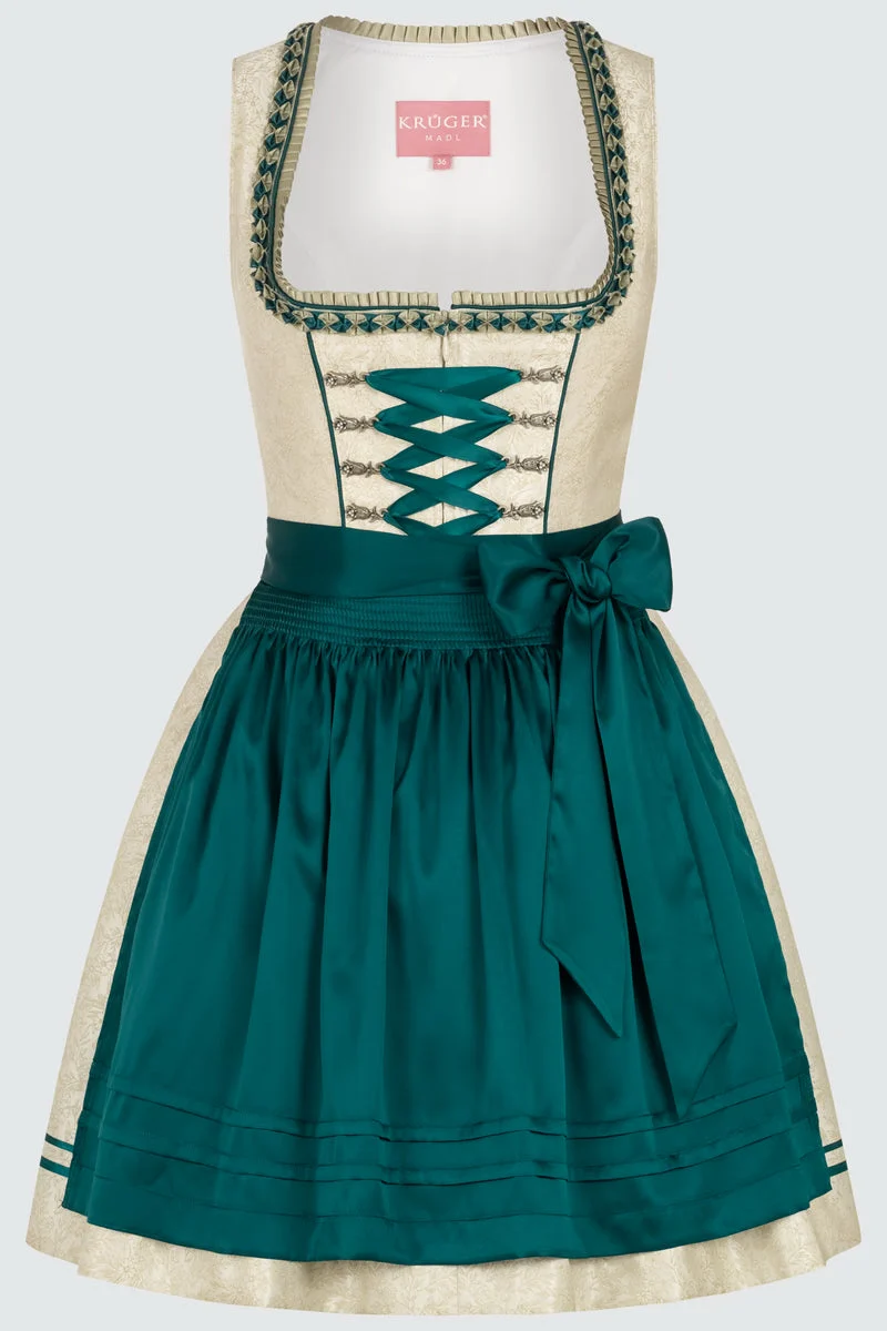 Kruger Mini Dirndl 2pcs. 50cm "Pistacchio" ecru/green