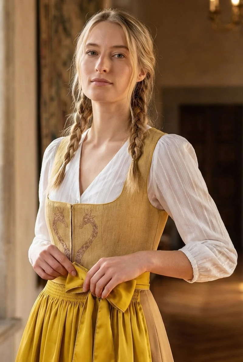 Kruger Midi Dirndl 2pcs. 60cm "Eland" yellow