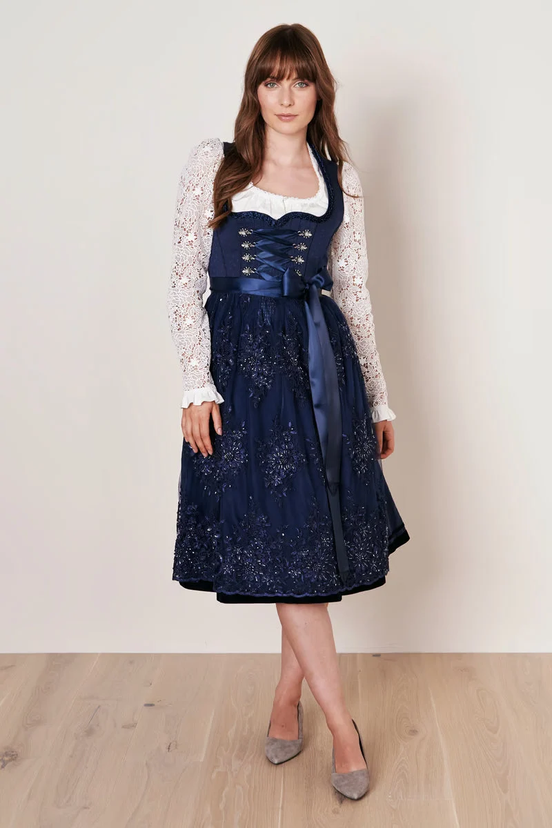 Kruger Long Dirndl 2pcs. 70cm "Maisie" blue (size 36 only)