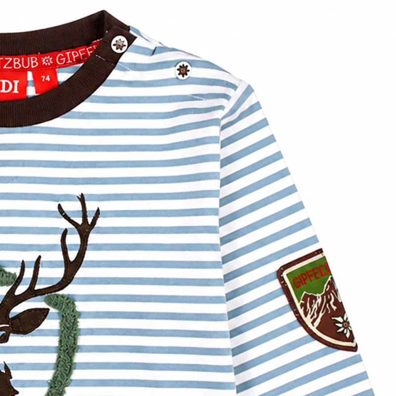 BONDI Baby Jungen Langarmshirt "Hirsch" 91776 | Stripe Blue/Offwhite