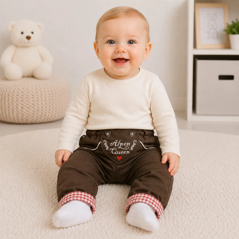 BONDI Baby Mädchen Kunstlederhose "Alpen Queen" 86683 | Braun