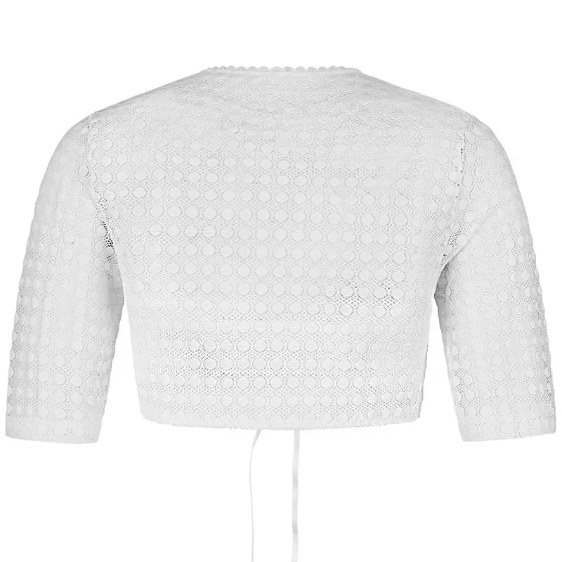 Nina von C. Spitzen Dirndlbluse "Karin" V-Ausschnitt 16463358 | Weiß