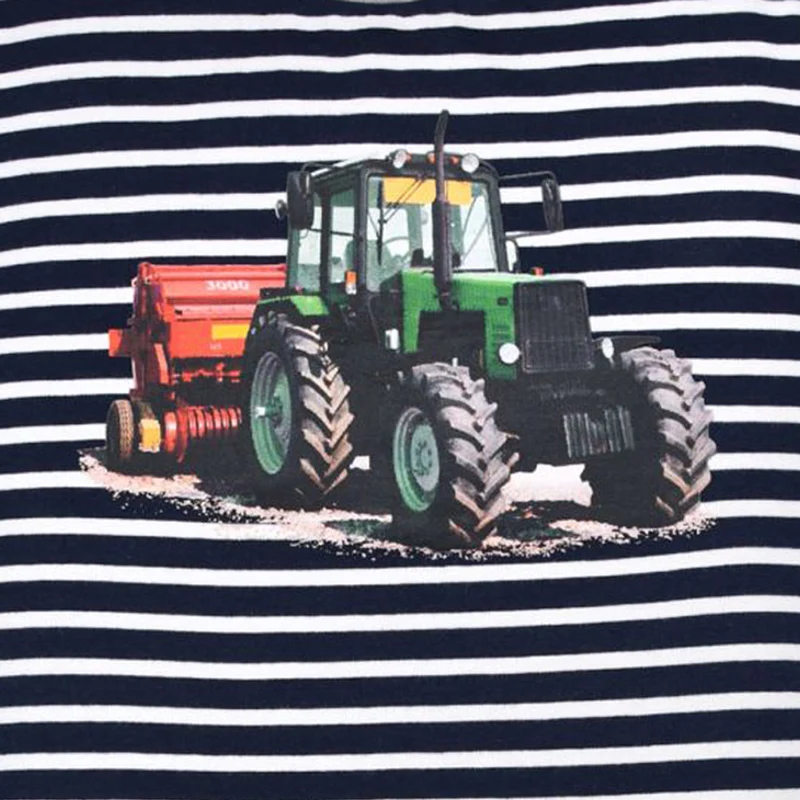 BONDI Jungen T-Shirt "Traktor" 33158 | Blau Weiß Gestreift