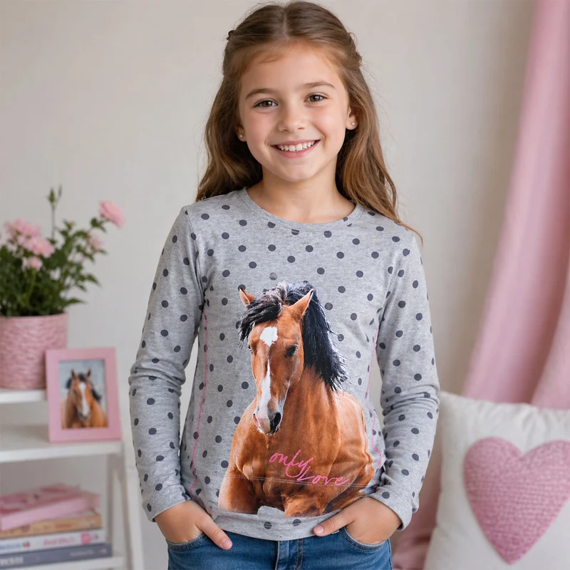 BONDI Mädchen Langarmshirt "Only Love" 36211 | Grey Melange