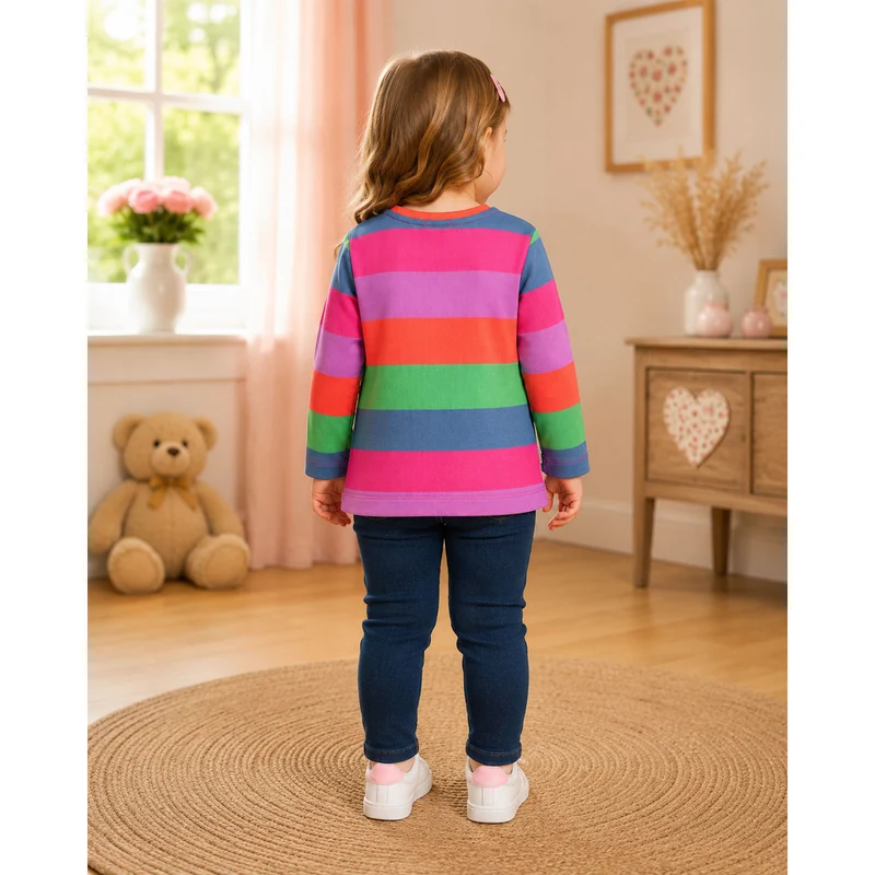 BONDI Mädchen Langarmshirt "Be mine" 86966 | Stripe Pink/Apricot
