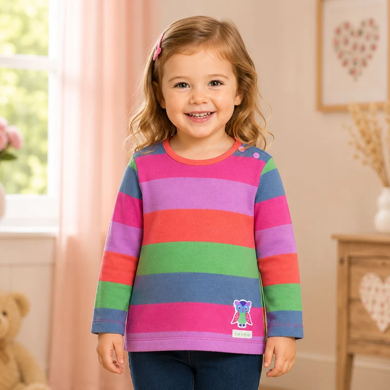 BONDI Mädchen Langarmshirt "Be mine" 86966 | Stripe Pink/Apricot
