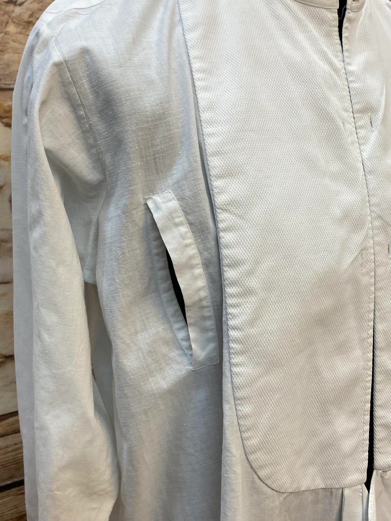 Vintage Frackhemd weiß mit Stehkragen Gr. M/L – Smokinghemd für Fliege/Smoking