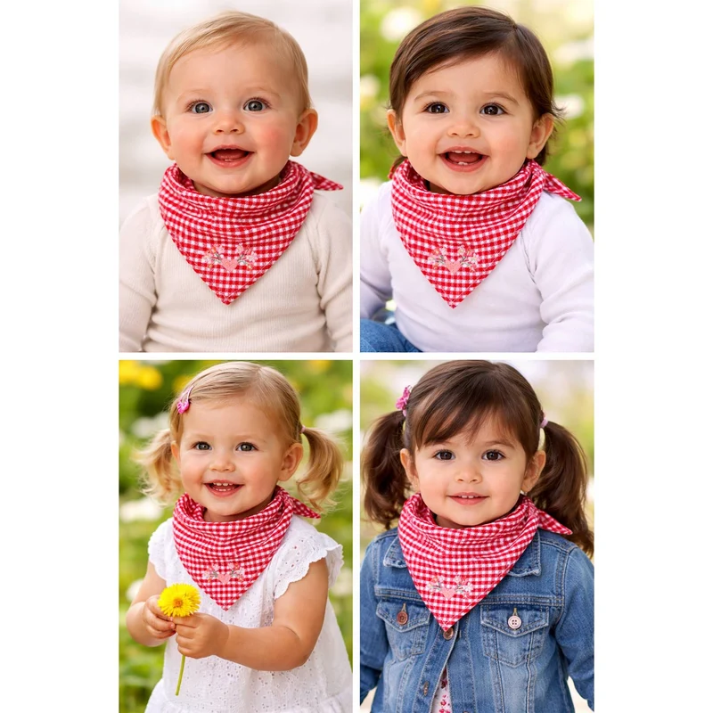 BONDI Baby Mädchen Halstuch Dreieckstuch 87001 | Rot Weiß kariert