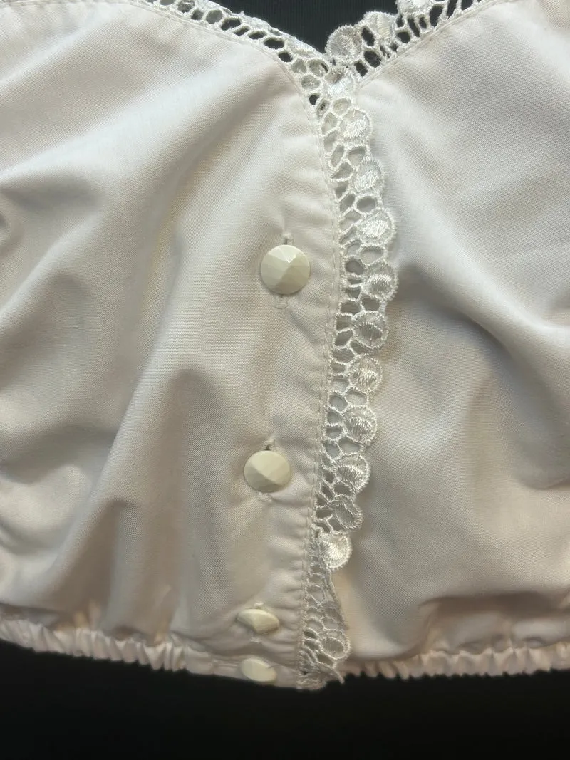 Vintage Dirndlbluse weiß - Häkelspitze, Gr. 48