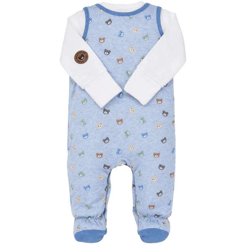 BONDI Baby Strampler Strampelanzug "Bear Club" 94033 | Blue Melange