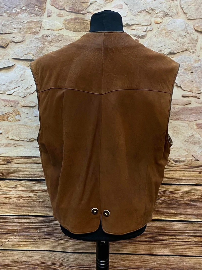 Trachtenweste Leder braun Vintage mit Motiv Stickerei SALE