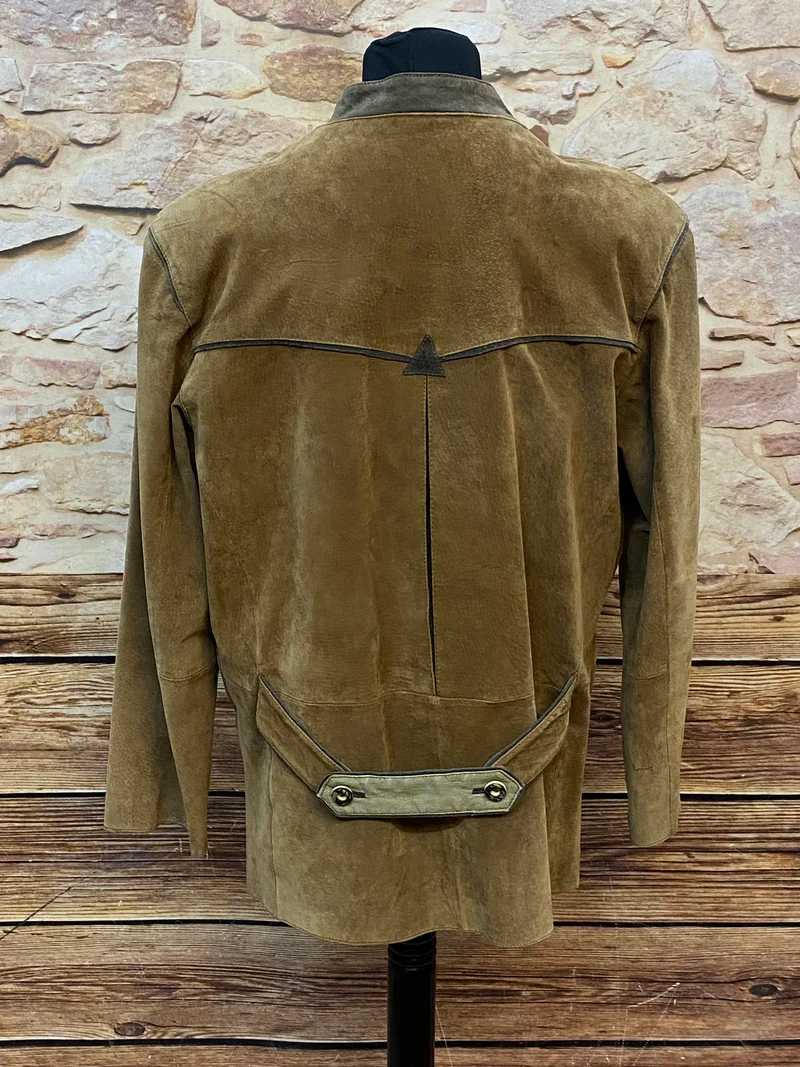 Trachtenjacke Herren Leder braun Vintage mit Stickerei