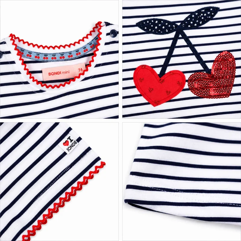BONDI Baby Kinder T-Shirt "Cherry" 86590 Weiß / Navy - Kurzarmshirt
