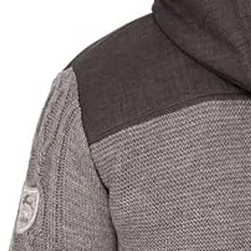 MADDOX Herren Trachten Strickjacke "Bruneck" mit Kapuze | Grau