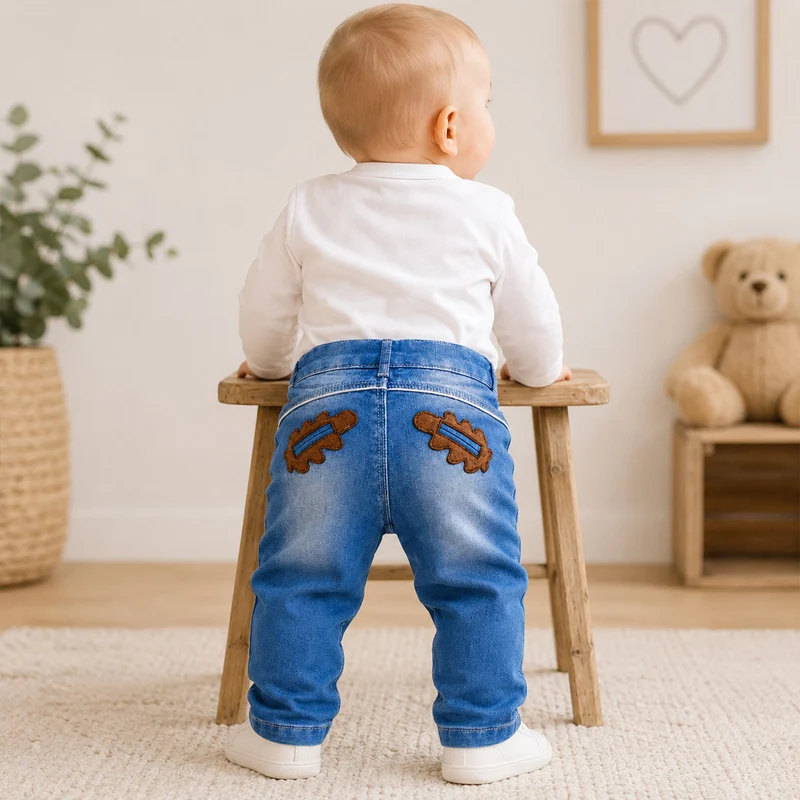 BONDI Lange Baby Jungen Jeans "Lausbub" 91642 | Blue denim