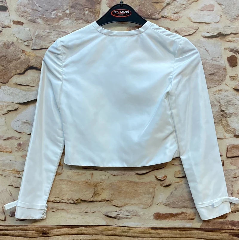 Kommunion Bolero Mädchen weiß Gr. 146 – festliche Jacke mit Zierknöpfen