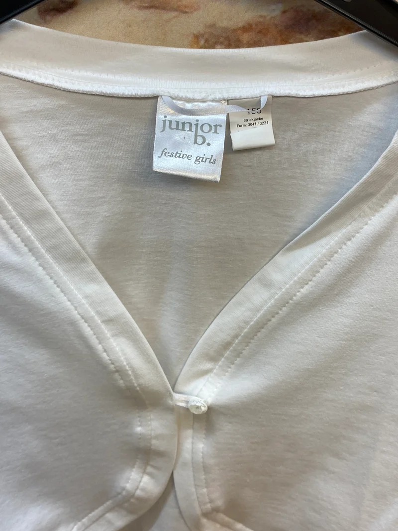 Kommunion Strickjacke Mädchen weiß Gr. 158 – kurze festliche Jacke